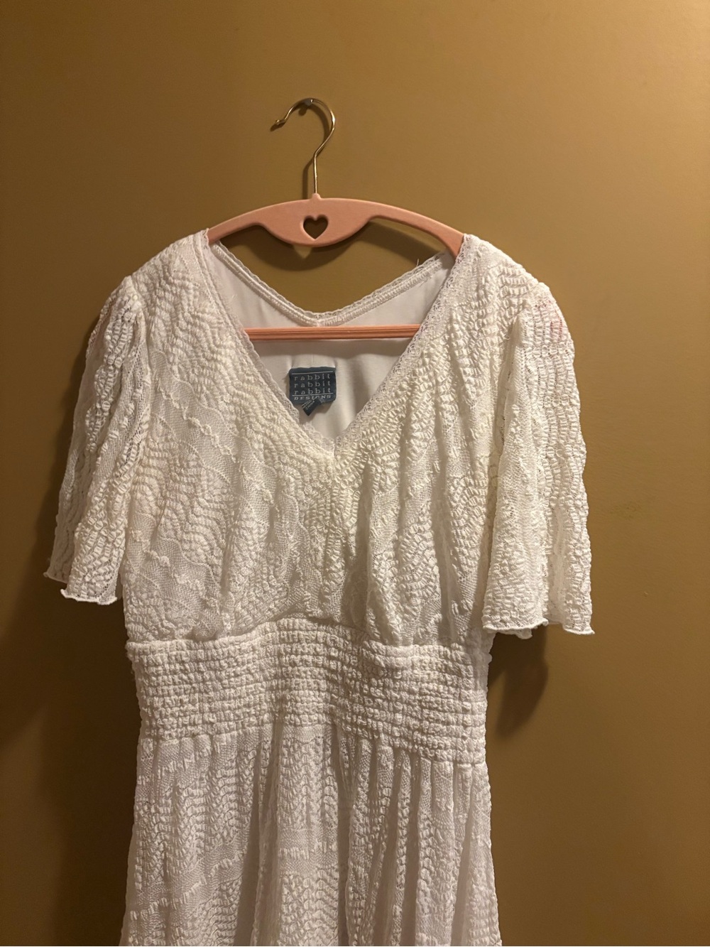 ⭐️⭐️Rabbit Rabbit Rabbit Cream Textured V-Neck Midi Dress - Picture 2 of 3